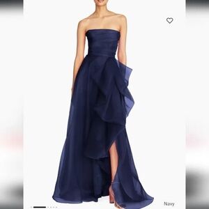 Theia Teresa Draped Tulle Gown in navy size 14 NWT